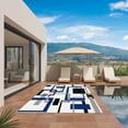 thumbnail image 3 of Blue Black Geometric Outdoor Rug for Patio/Deck/Porch, Non-Slip Large Area Rug 5 x 8 Ft, Modern Minimalist Stripes Aesthetic Indoor Outdoor Rugs Washable Area Rugs, Camping Rug Carpet Runner, 3 of 8