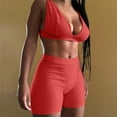 thumbnail image 3 of Gibobby Trajes de Entrenamiento para Mujer Moda mujer Casual Color sólido manga corta ropa deportiva traje 2PC conjuntos de chándal(RD1,XL), 3 of 5