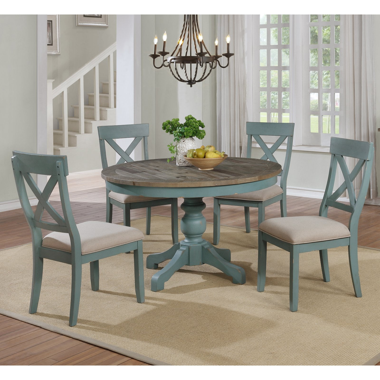 Roundhill Furniture Prato 5 Piece Round Dining Table Set Walmart