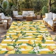 thumbnail image 2 of Lemon Leaves Outdoor Rug 6x9 Ft - Reversible Patio Rug Outdoor Camping Rugs, Yellow Vertical Stripes Spring Flowers Washable Indoor Outdoor Area Rugs, Non-Slip Outdoor Carpet Runner for Deck/Porch, 2 of 8
