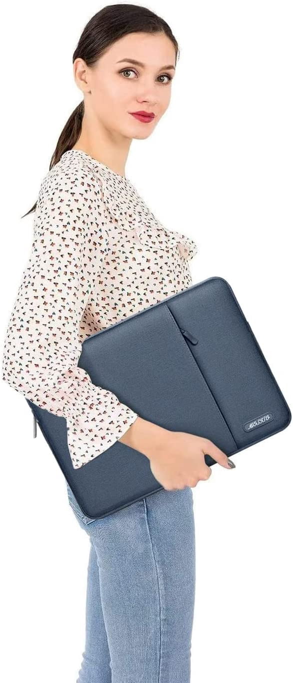 Mosiso Polyester Vertical Style Water Repellent Laptop Sleeve Case Bag Cover with Pocket for MacBook Air 15 inch M3 A3114 M2 A2941 2023 2024 / Pro 15 inch A1990 A1707, Haze Blue