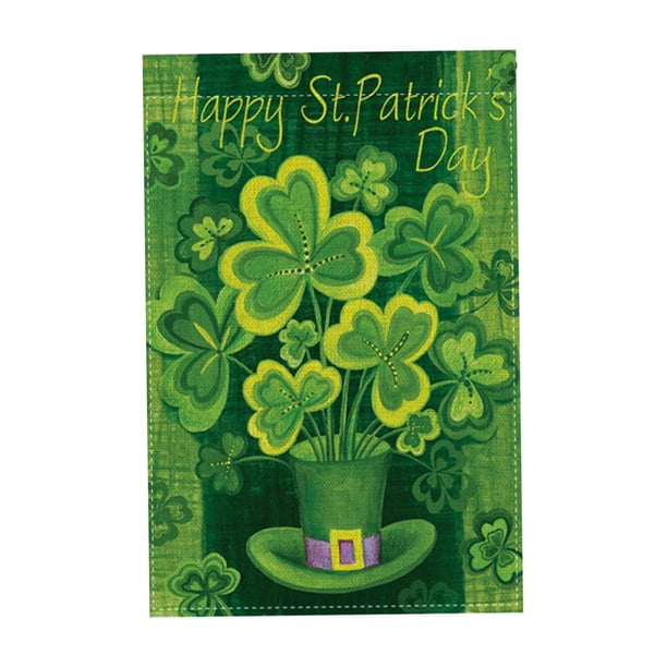 Bandera de Jardín Patricio Tréboles de Doble Cara Bandera de Tréboles Irlandeses para Decoración de Jardín Y Familia, 18 '' × 12 re Baoblaze banderas del día de san patricio