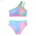 thumbnail image 2 of LYHaoo Girls Swimsuit Two Piece One Shoulder Bathing With Chest Pad Color Bikini 7 16 Years,Girls 2-Piece Bikini Sets 15-16 Years, 2 of 7