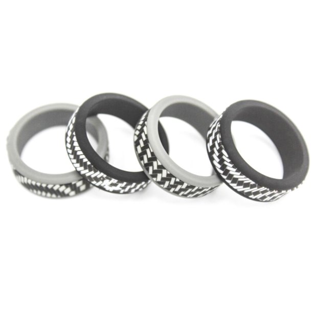 Anillos de boda de silicona y fibra de carbono para hombre, anillos de silicona transpirables para hombre, bandas de compromiso de boda de goma con borde cómodo para entrenar, 8 mm de ancho