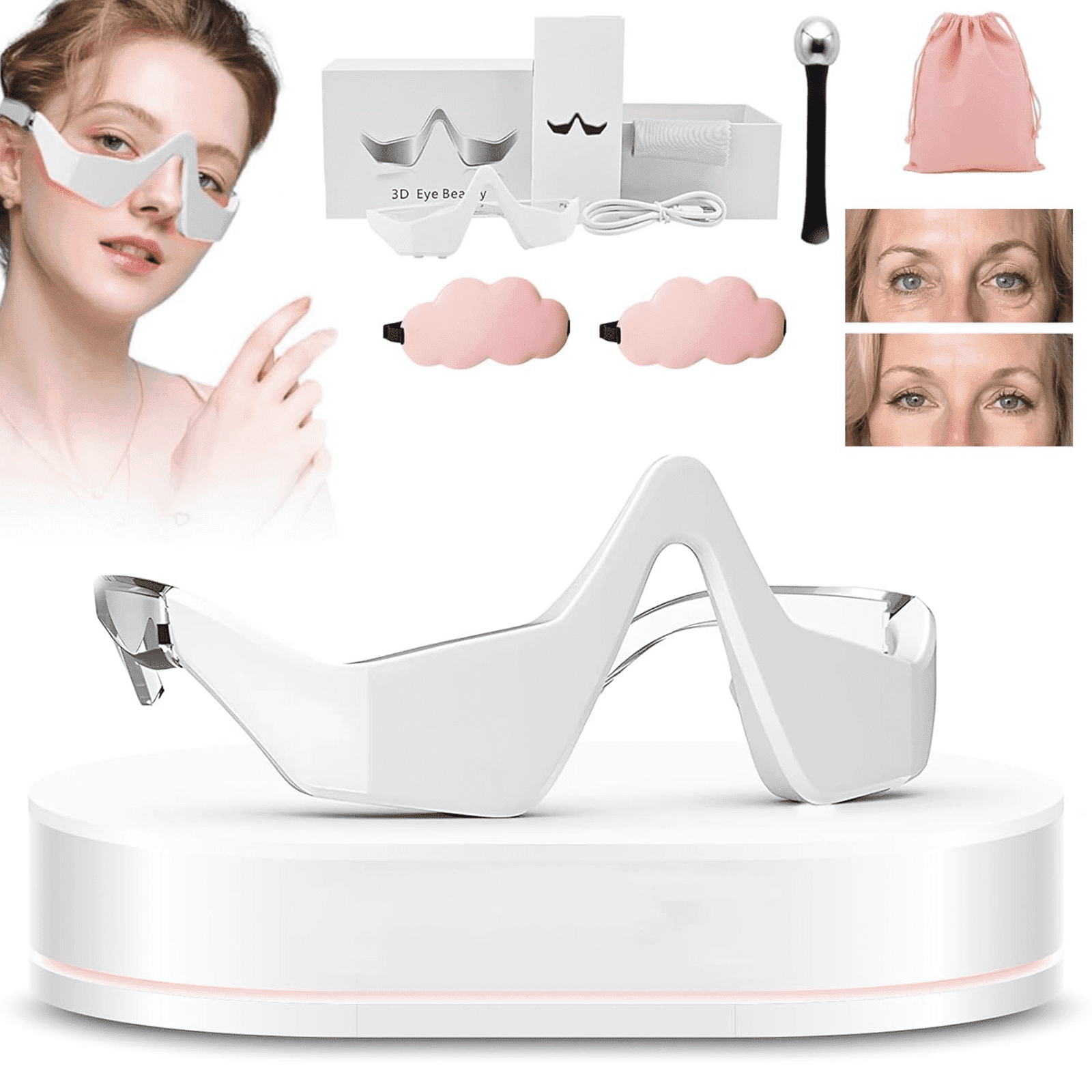 3D Vibration Eye Massager 3Dアイマッサッジャー 3d Eye Massager, Advanced Beauty Device For Dark Circles