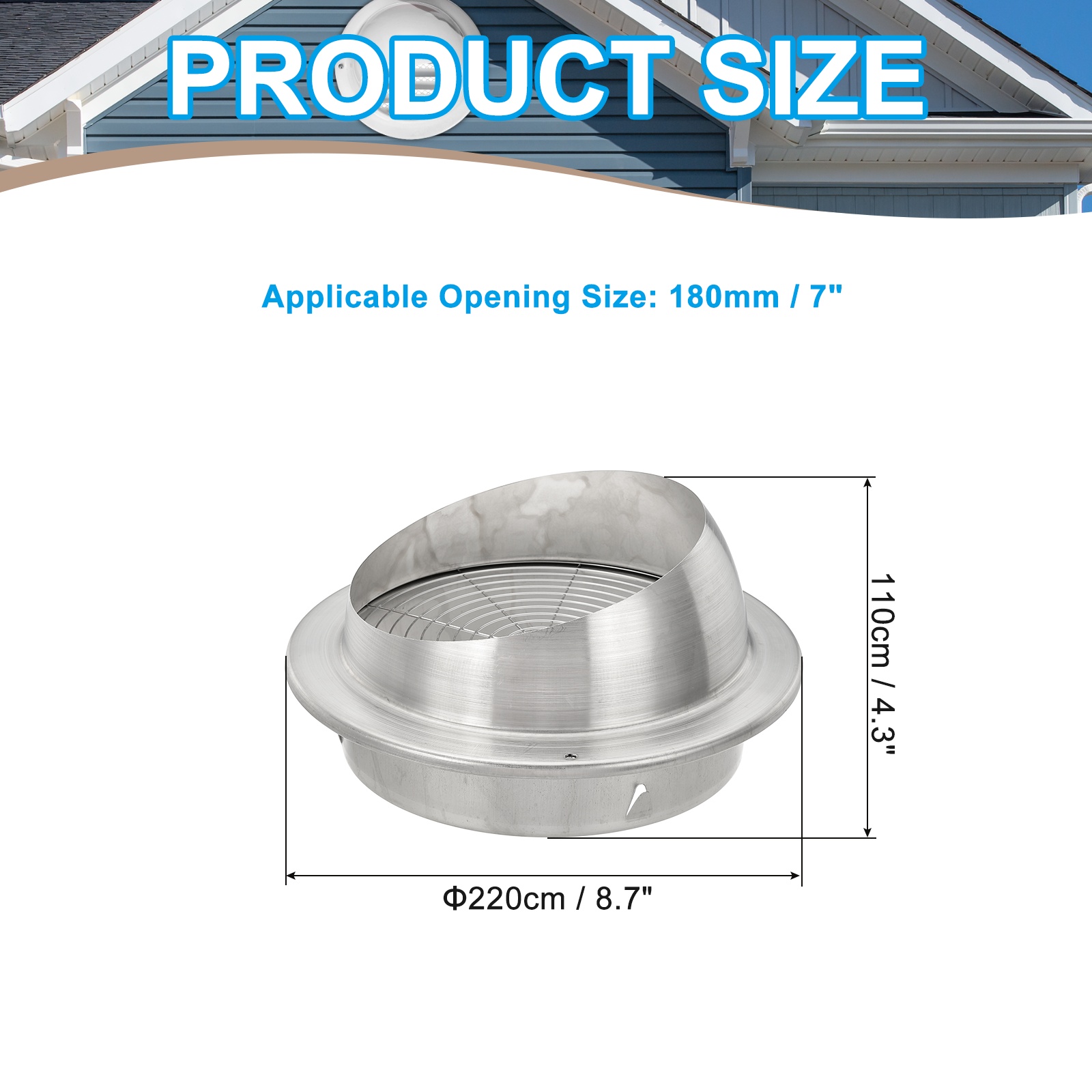 Uxcell 7 Inch Dryer Vent Cover, Stainless Steel Exterior Wall Air Vent for HVAC Ducting
