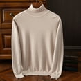 thumbnail image 2 of qelini Turtleneck Sweaters for Men Pullover Knitted Sweaters Solid Long Sleeve Tops Lightweight Slim Fit Blouses, 2 of 6