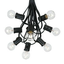 Novelty Lights 25 Feet Clear G30 Globe Outdoor Patio String Lights, Black Wire
