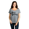 thumbnail image 2 of Stay Groovy Women's Fashion Slouchy Dolman T-Shirt Tee Heather Grey Small, 2 of 4