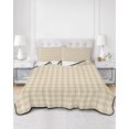 thumbnail image 2 of Full Size Quilt Bedding Set, Cream Plaid Reversible Summer Quilt 3 Pieces, Gingham Checked Minimalist Modern Lightweight Bedspreads Coverlets with 2 Pillow Shams for All Seasons, 2 of 5