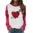 thumbnail image 4 of Pompotops T-Shirts de la Saint-Valentin pour Femmes Chandails en Molleton Graphiques Col Rond Cœur Amour Chandail Décontracté Manches Longues Cadeau Hauts Blouse, 4 of 6