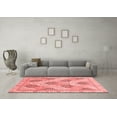 thumbnail image 3 of Ahgly Company Machine Washable Indoor Square Abstract Red Modern Area Rugs, 7' Square, 3 of 4