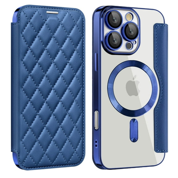 for iPhone 16 Pro Case Compatible with Magsafe, Slim Fit Flip Protective PU Leather Wallet Case with RFID Blocking Card Slot Build-in Len Protector for iPhone 16 Pro, Royalblue