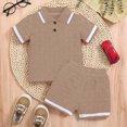 thumbnail image 5 of HCNTES Toddler Boy Dressy Outfit Trendy Knit Polo with Contrast Tape and Shorts for Brunch Summer Toddler Boy Clothes, 5 of 5