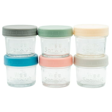 WeeSprout Glass Baby Food Storage Jars with Plastic Lids (4 oz, 6 Pack Set)