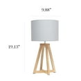 thumbnail image 5 of Simple Designs Interlocked Triangular Natural Wood Table Lamp with Gray Fabric Shade, 5 of 8