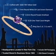thumbnail image 2 of Gem Stone King 10K Yellow Gold Purple Amethyst and White Lab Grown Diamond Engagement Ring for Women (0.20 Cttw, Round 3.5MM, Gemstone February Birthstone, Size 6), 2 of 5