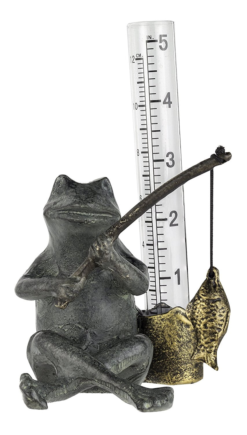 33456 Frog Fisherman Rain Gauge, Outdoor-safe By SPI Home by