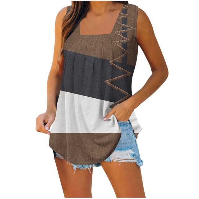 Puntoco Camisetas sin mangas para mujer Camiseta sin mangas estampada para mujer Top suelto