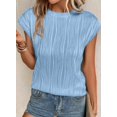 thumbnail image 3 of Camiseta PRETTYGARDEN de Manga Corta con Textura en Azul Claro M, 3 of 8