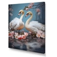 thumbnail image 2 of Designart "Swan Serenade in Pink and White Blooms III" Animals Canvas Wall Art - Traditional White Swans Hallway Wall Art Decor, 2 of 6