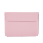 Langgg PU Leather Laptop Storage Bag Portable Solid Color Stylish Replacement Soft Lining Notebook Computer Carrying Case Protector Pink