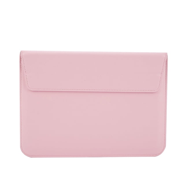 Langgg PU Leather Laptop Storage Bag Portable Solid Color Stylish Replacement Soft Lining Notebook Computer Carrying Case Protector Pink