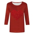 thumbnail image 5 of VKOYWKM Women's 3/4 Sleeve Tops Valentines Day Shirts Cute Heart Print T-Shirts Loose Fit Holiday Tops Spring T-Shirt Casual Crew Neck Romantic Valentine T-Shirts, 5 of 5