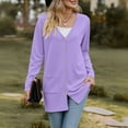 thumbnail image 5 of JGQJGAK Basic Crew Neck Long Sleeve Button Down Cardigan Faux Cotton Material Soft Warm Lightweight Acrylic Yarn, Purple 3XL, Size S-3XL, 5 of 6