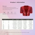 thumbnail image 5 of CHICTRY Women's Sequin Jacket Sparkly Glitter Short Sleeve Open Front Cropped Blazer Bolero Shrug Red S, 5 of 5