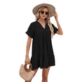 thumbnail image 5 of Short Sleeve V Neck Ruffle Hem Dress Black XXL, 5 of 7