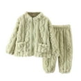 thumbnail image 2 of Pajamas Sets for Girls Fuzzy Two Piece Outfits Fleece Winter Warm Pjs Sets Cozy Long Sleeve Sweater Tops Fleece Pants Sleepwear Toddler Girl Clothes with Pockets, Age 0-8 Years, 2 of 3