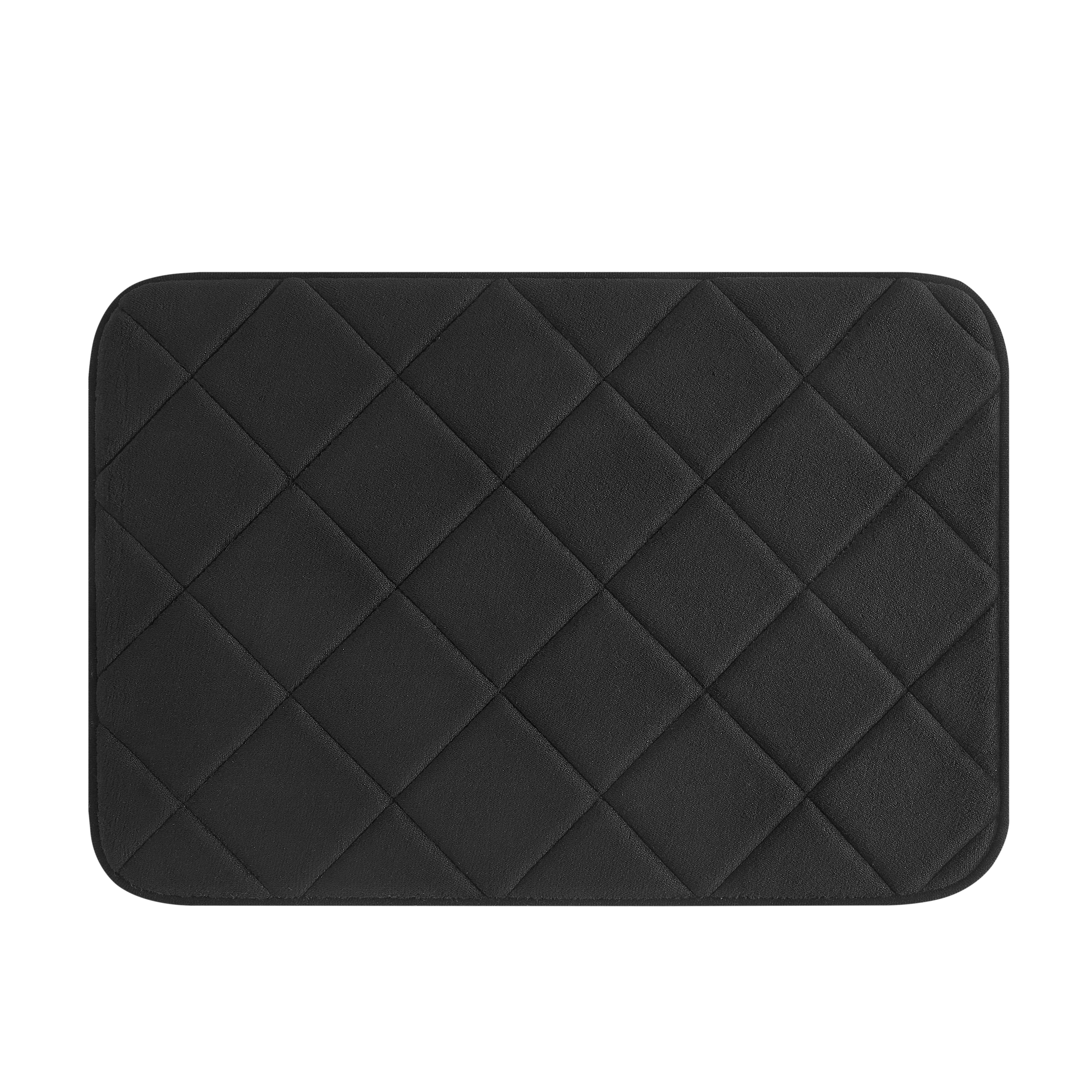 Mainstays 3-Piece Memory Foam Bath Rug Set, Black, Contour 18 in x 18 in, 17 in x 24 in, 18 in x 30 in