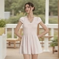 thumbnail image 4 of HWWANBEI Women One Piece Gingham Romper Summer V-Neck Short Sleeve Jumpsuit Plaid Dressy Playsuit, 4 of 10