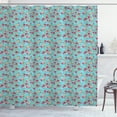thumbnail image 1 of Garden Shower Curtain, Romantic Rose Bouquet Pattern on Blue Shade Background Feminine Floral Arrangement, Fabric Bathroom Set with Hooks, 69W X 84L Inches Extra Long, Multicolor, by Ambesonne, 1 of 3