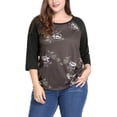 thumbnail image 1 of GRACE & GRANDEUR Women's Plus 3/4 Sleeve Floral Workout Winter Tops, 1 of 6