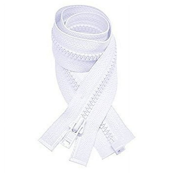YKK #3 Molded White Plastic Separating Zipper (2 Pieces Per Pack) (72" Inches)