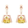 thumbnail image 4 of 4 ct Lever-Back Drop Dangle Earrings for Women | 8.0mm Round Cut Simulated Yellow Diamond | 18K Rose Gold, 4 of 5