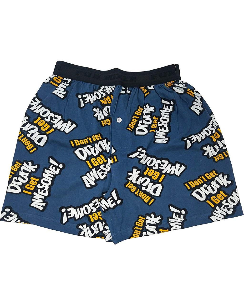 Fun Boxers Mens Boxer Shorts Novelty Cotton Briefs Fun Bottoms, Drunk