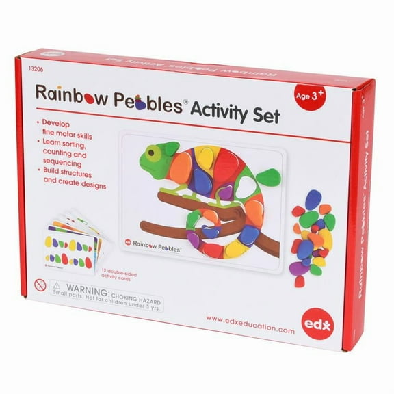 edxeducation Rainbow Pebbles Activity Set - 48 Pebbles   24 Activities