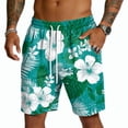 thumbnail image 2 of Domuza Hawaiian Beach Shorts for Men Lightweight Elastic Waist Drawstring Shorts Summer Vacation Casual Shorts with Pocket White S, 2 of 4