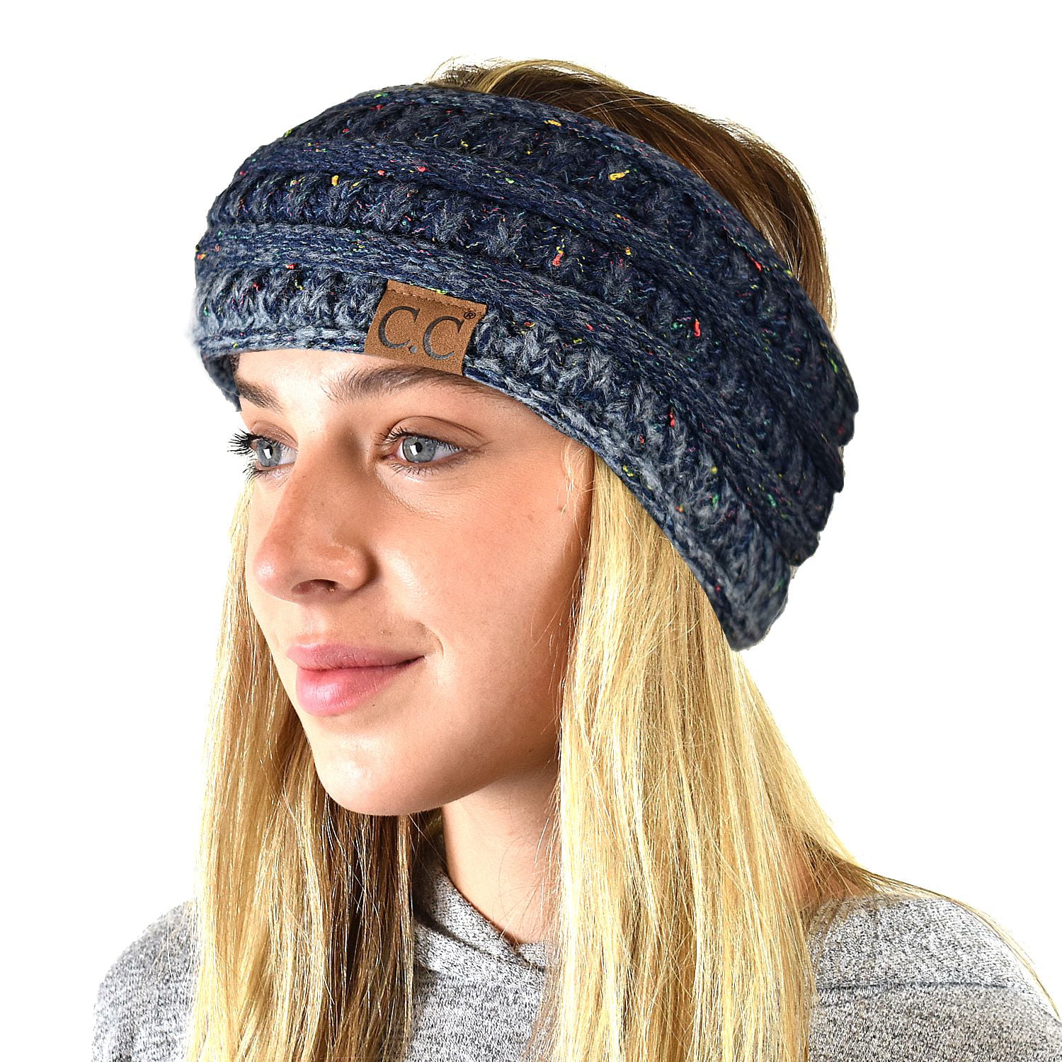 Womens Criss Cross Confetti Winter Cable Knit Headband Head Wrap Ear Warmer 
