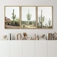 thumbnail image 3 of IDEA4WALL Framed Canvas Print Wall Art Set of 3 Desert Landscape Art, Southwest Cactus Prints, Botanical Floral Wall Decor, Nature Wilderness Modern Artwork for Bedroom - Natural 16"x24"x3, 3 of 5