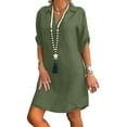 thumbnail image 5 of Womens 3/4 Sleeve Dresses Plus Size T Shirt V Neck Casual Summer Solid Color Tunic Tops, 5 of 5