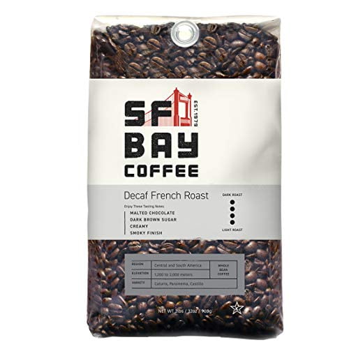 SF Bay Coffee DECAF French Roast Whole Bean 2LB (32 Ounce) Dark Roast Natural Water Processed