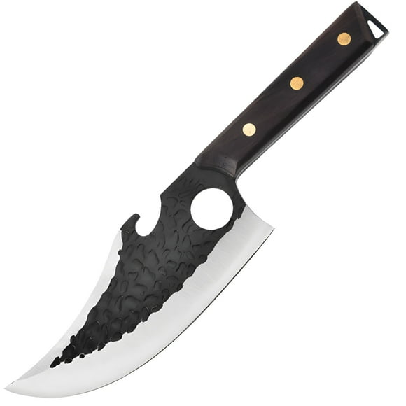 Professional Boning Knife with Hammered Blade Pattern, 6 inch High Carbon Stainless Steel Kitchen Knife, Ergonomic Handle Design, Premium Butcher Knife with Leather Sheath, Gift Box Package