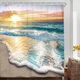thumbnail image 2 of Riyidecor Juego De Cortinas De Ducha Con Temática De Playa Y Océano Para Baño, Amanecer, Atardecer, Vista, Escena, 71 X 71 Pulgadas, Hawaii, Costa, Verano, Costero, Paisaje Marino, Tela Decorativa, 12, 2 of 5