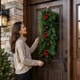 thumbnail image 5 of YingYouFu Christmas Pine Teardrop Swag, Artificial Cedar Wall Hanging Garland Fir, Pinecone Decoration for Front Door Entryway Living Room Wall Mantel, 5 of 6