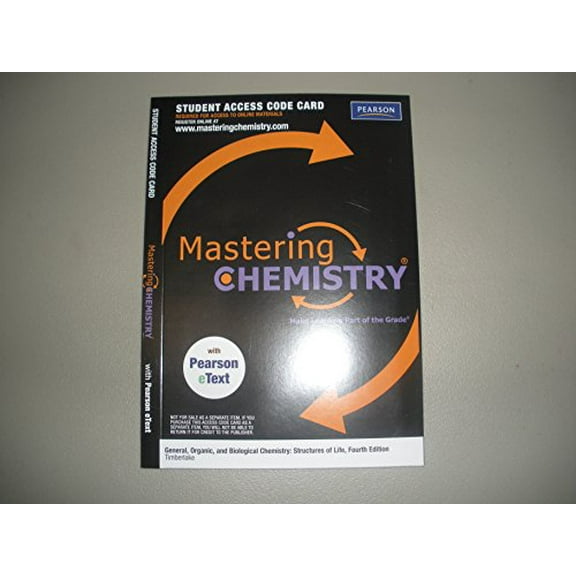 MasteringChemistry with Pearson eText -- Valuepack Access Card -- for General, Organic, and Biological Chemistry: Structures of Life (ME Component), 9780321638717, Paperback, 4th