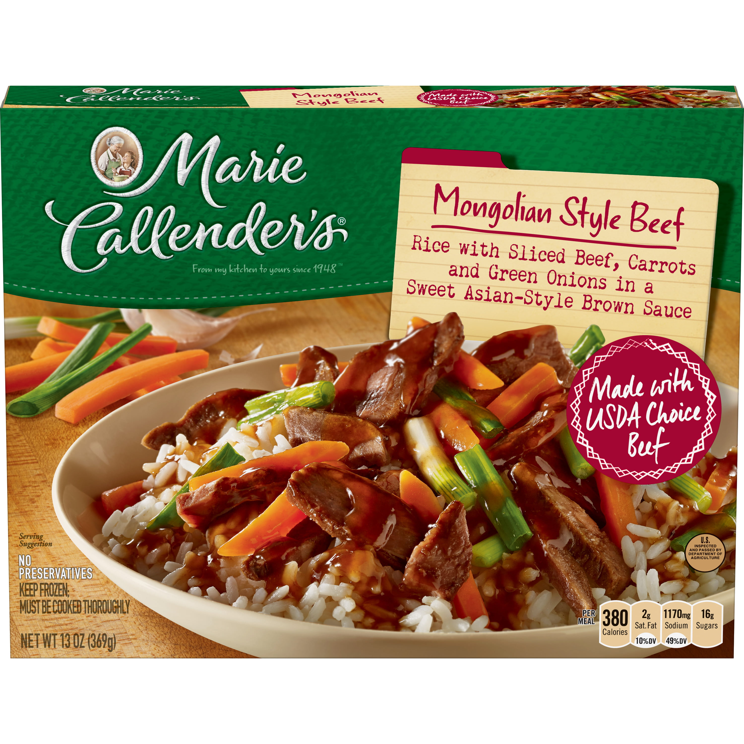 Marie Callenders Frozen Dinner Mongolian Style Beef 13 Ounce - Walmart